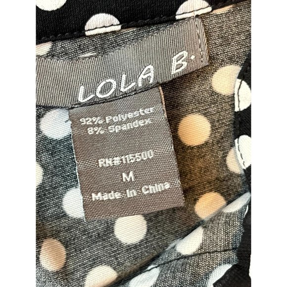 Lola B. Women Polka Dot Sleeveless Blouse Top Ruffle V Neck White Black Size M - Picture 5 of 6